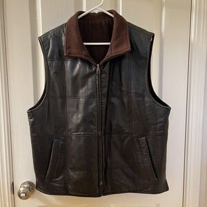 Missani Le Collezioni Leather Wool Cashmere Blend Reversible Vest Men's XL FLAWS